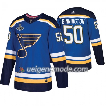 Herren Eishockey St. Louis Blues Trikot Jordan Binnington 50 Adidas 2019 Stanley Cup Champions Royal Authentic